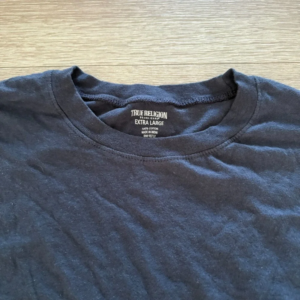 True Religion Mens Navy Blue Short Sleeve Casual Cotton Comfy T-Shirt Size‎ XL
